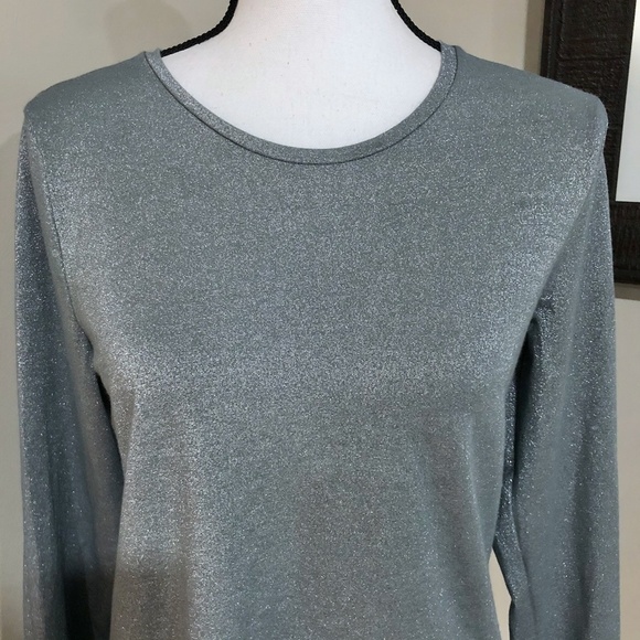 *BANANA REPUBLIC* Gray Metallic Long Sleeve Shirt - Picture 2 of 4